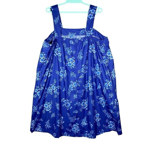 Dreams Co Dress Women's Plus 2X Hawaiian Mumu Nightgown Blue Floral Aloha Summer - Picture 2 of 11